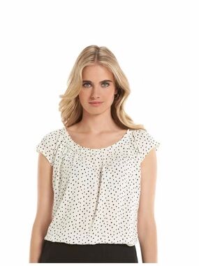 LC Lauren Conrad Black and White Polka Dot Pleated Top Women’s Size L